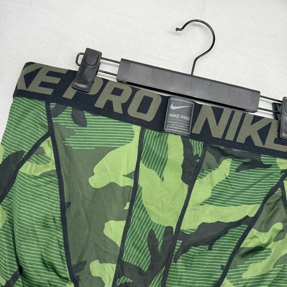 Nike Compression Tights Men's XL Green Training Workout Lifting 3/4 Length Camo - Picture 7 of 9